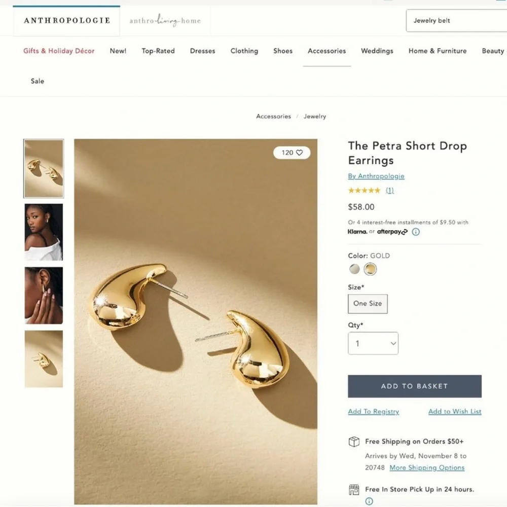 Anthro The Petra Short Drop Earrings - Picture 2 of 5